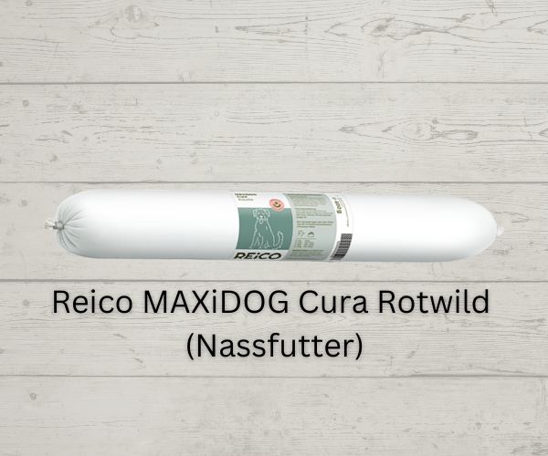 Alt-Text: MAXiDOG Cura Rotwild von Reico als Nassfutter für Allergiker Hunde mit Rotwild und Pastinake